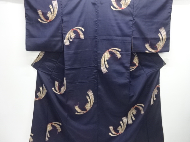 JAPANESE KIMONO / ANTIQUE OMESHI / TAISHO ROMAN STYLE / SILK / WOVEN ABSTRACT PATTERN